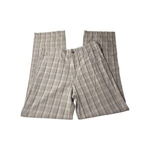 Vintage Y2K Fossil Tan Plaid Straight Leg Pants Men's 30R 100% Cotton